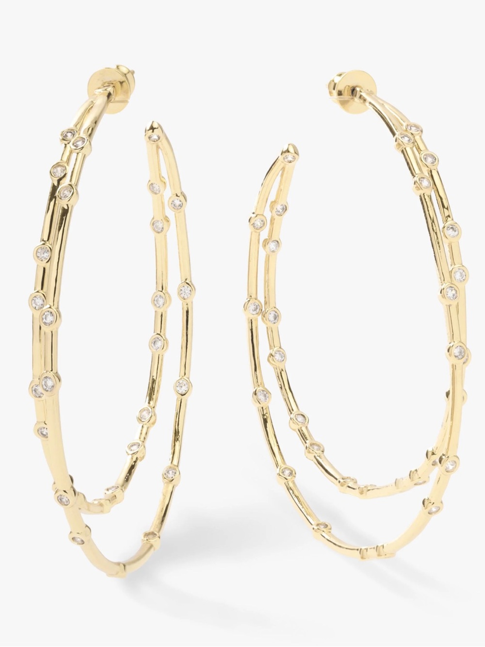 New Boutique 16K Gold Plated Big Ass Doubled Hoops 2.5"